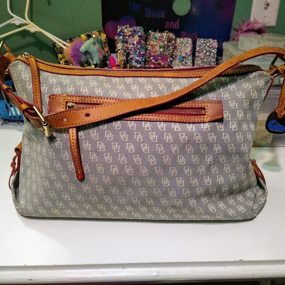Dooney Bourke brown leather gray logo Shoulder bag - Picture 12 of 12